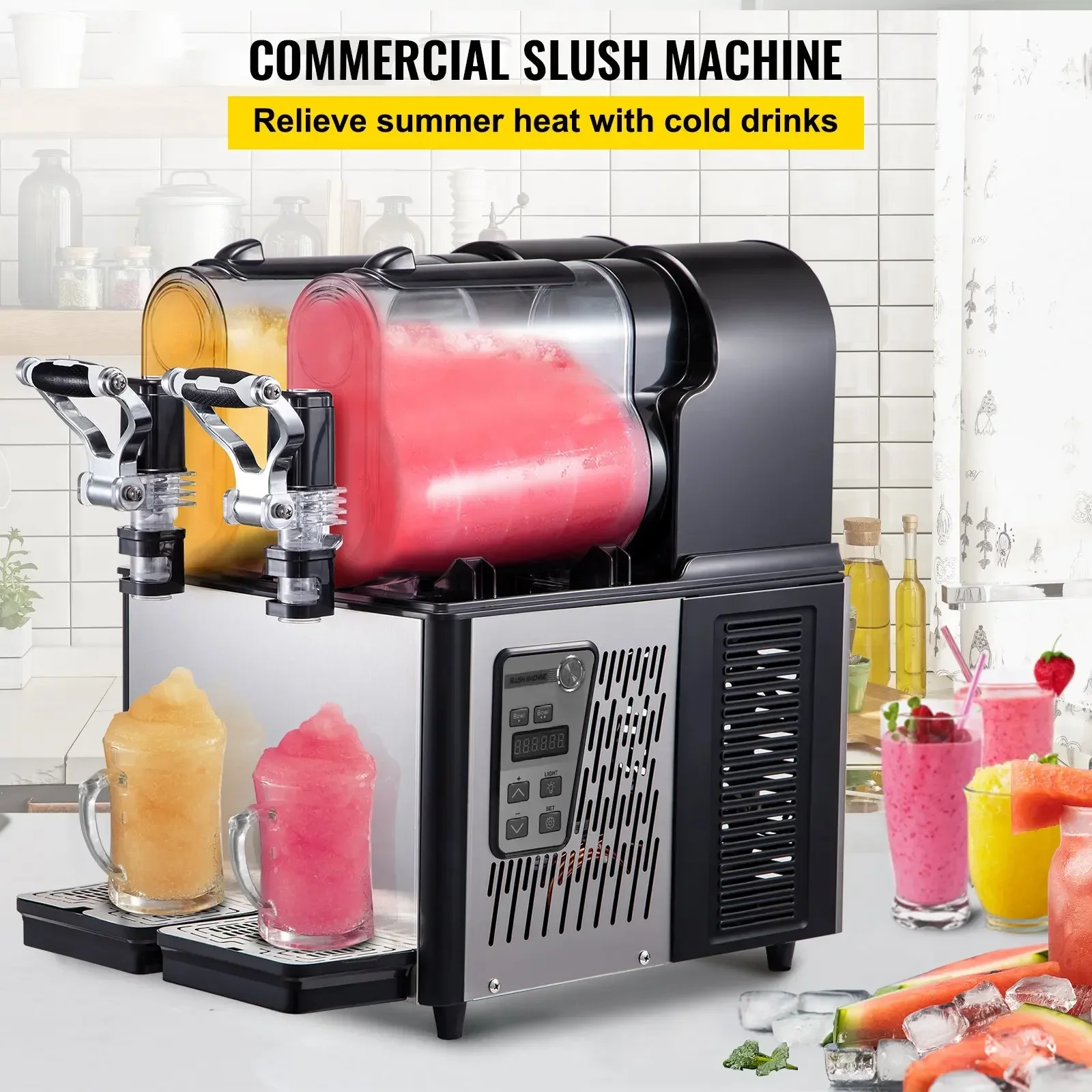 Slushie Machine Vending - 15Lx2 Double Tank Jar Commercial Slushie