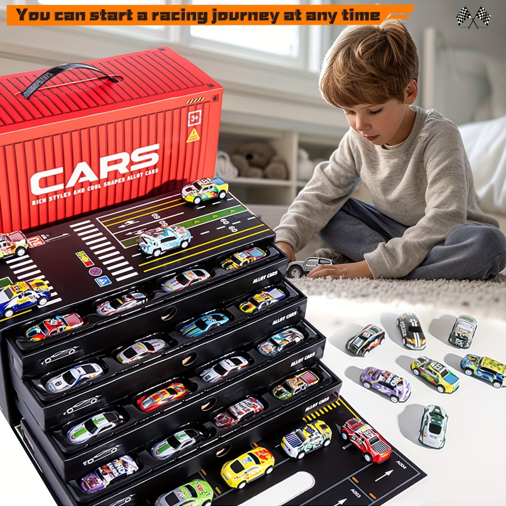 Racing Arcade Cabinet - Toy Cars for Kids, 48 Pull
